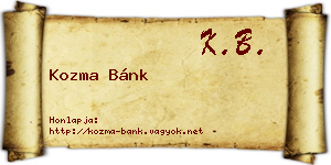 Kozma Bánk névjegykártya