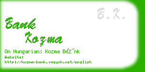 bank kozma business card